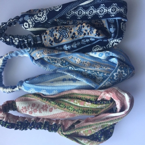 Vintage Boho floral Cross scarf hair head bandana - Picture 4 of 5